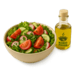 Свежа салата с домати, краставици и маруля – гарнирана с зехтин от Koko Foods Казанлък